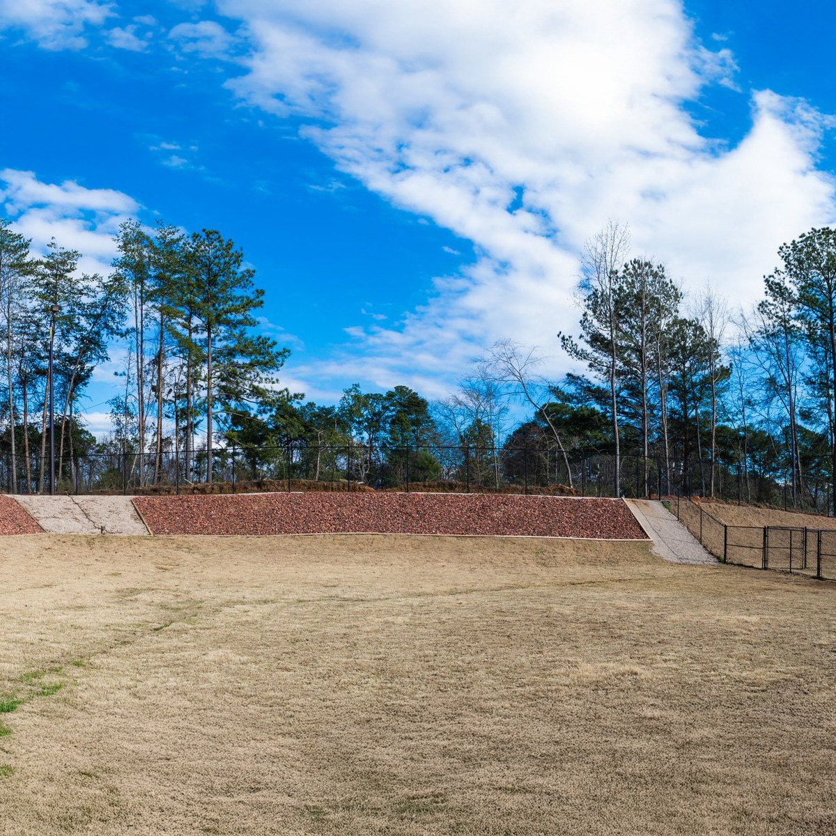The outdoor field for playing at Hueytown Veterinary Clinic